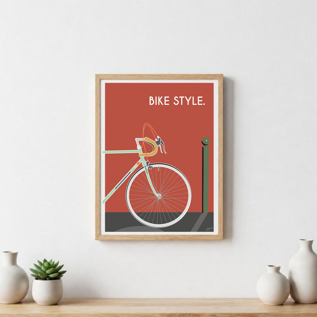 Poster cyclisme lifestyle – décoration murale inspirée du vélo, de l’aventure et de la liberté des grands espaces.