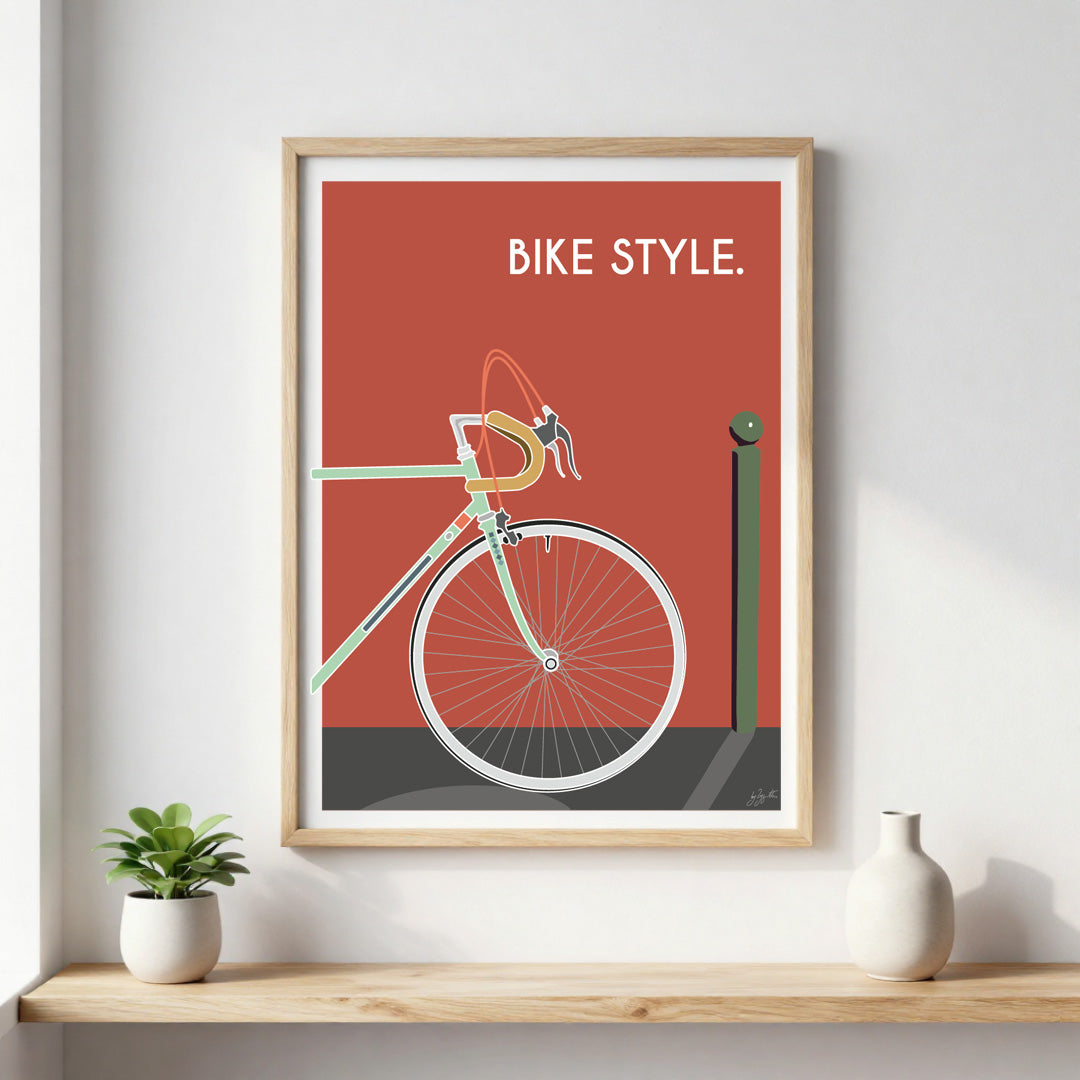 Poster cyclisme lifestyle – décoration murale inspirée du vélo, de l’aventure et de la liberté des grands espaces.