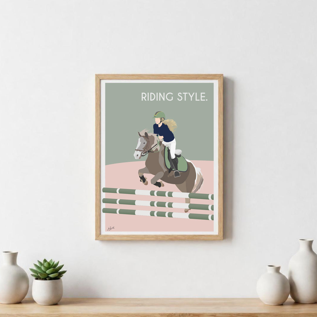 Poster équitation élégante – décoration murale inspirée du cheval et du riding lifestyle.