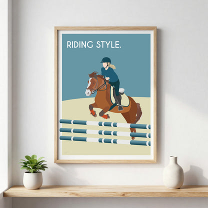Poster équitation élégante – décoration murale inspirée du cheval et du riding lifestyle.