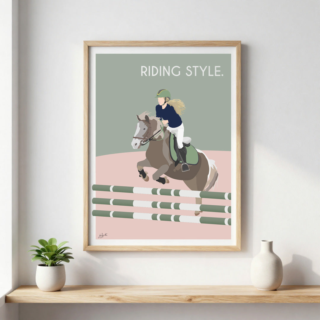 Poster équitation élégante – décoration murale inspirée du cheval et du riding lifestyle.