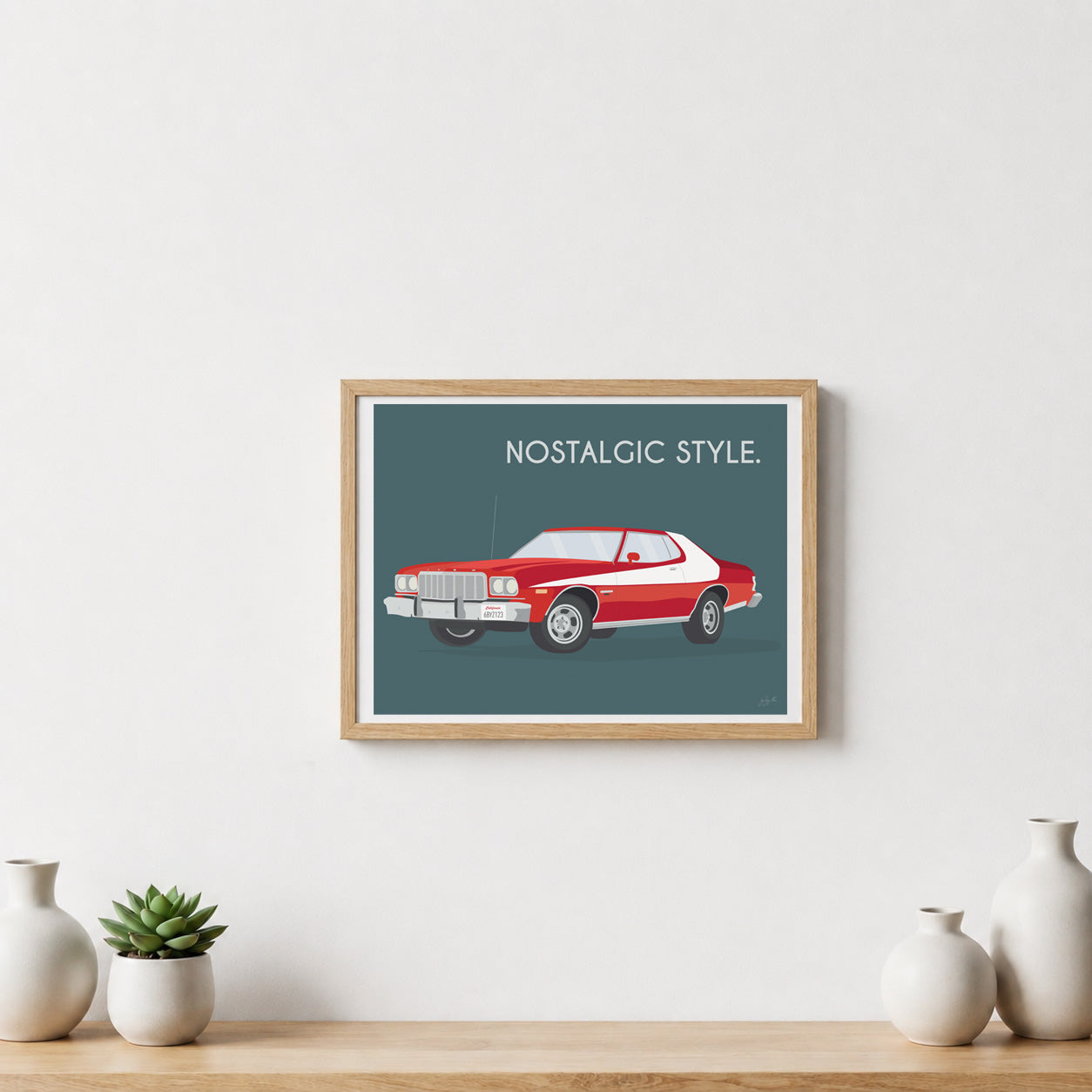 Affiche Grand Torino vintage – décoration murale inspirée des muscle cars américaines et du style rétro.