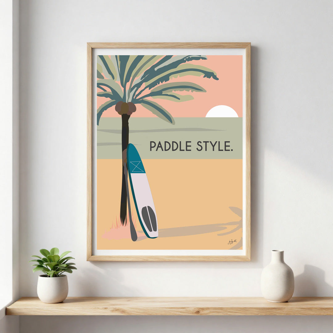 Poster paddle océan – décoration murale inspirée du stand-up paddle, des sports nautiques et de l’esprit bord de mer.