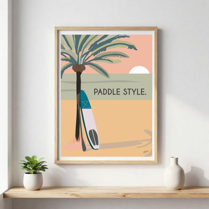 Poster paddle océan – décoration murale inspirée du stand-up paddle, des sports nautiques et de l’esprit bord de mer.