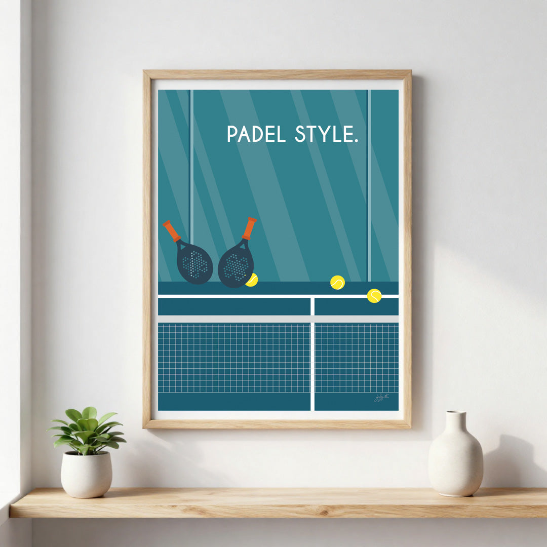 Affiche padel vintage – décoration murale inspirée du padel, des sports de raquette et de la passion du jeu.