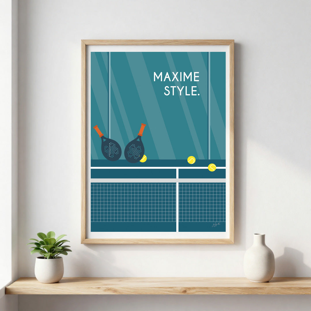 Poster padel vintage – décoration murale inspirée du padel, des sports de raquette et de la passion du jeu.