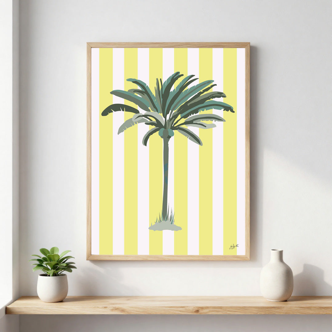 Poster Palmier Jaune – décoration murale inspirée de la mode et des couleurs ensoleillées.