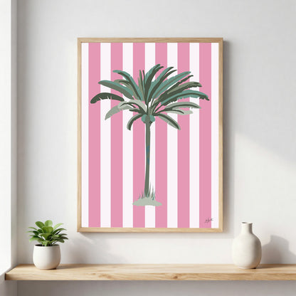 Poster Palmier rose – décoration murale inspirée de la mode et des couleurs ensoleillées.