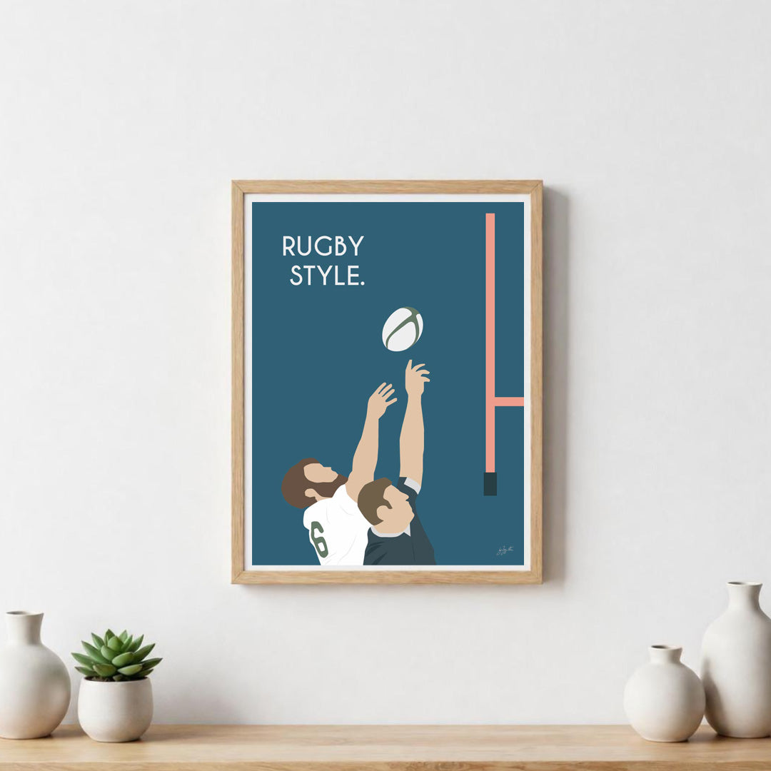Poster rugby vintage – décoration murale inspirée de la passion du rugby.