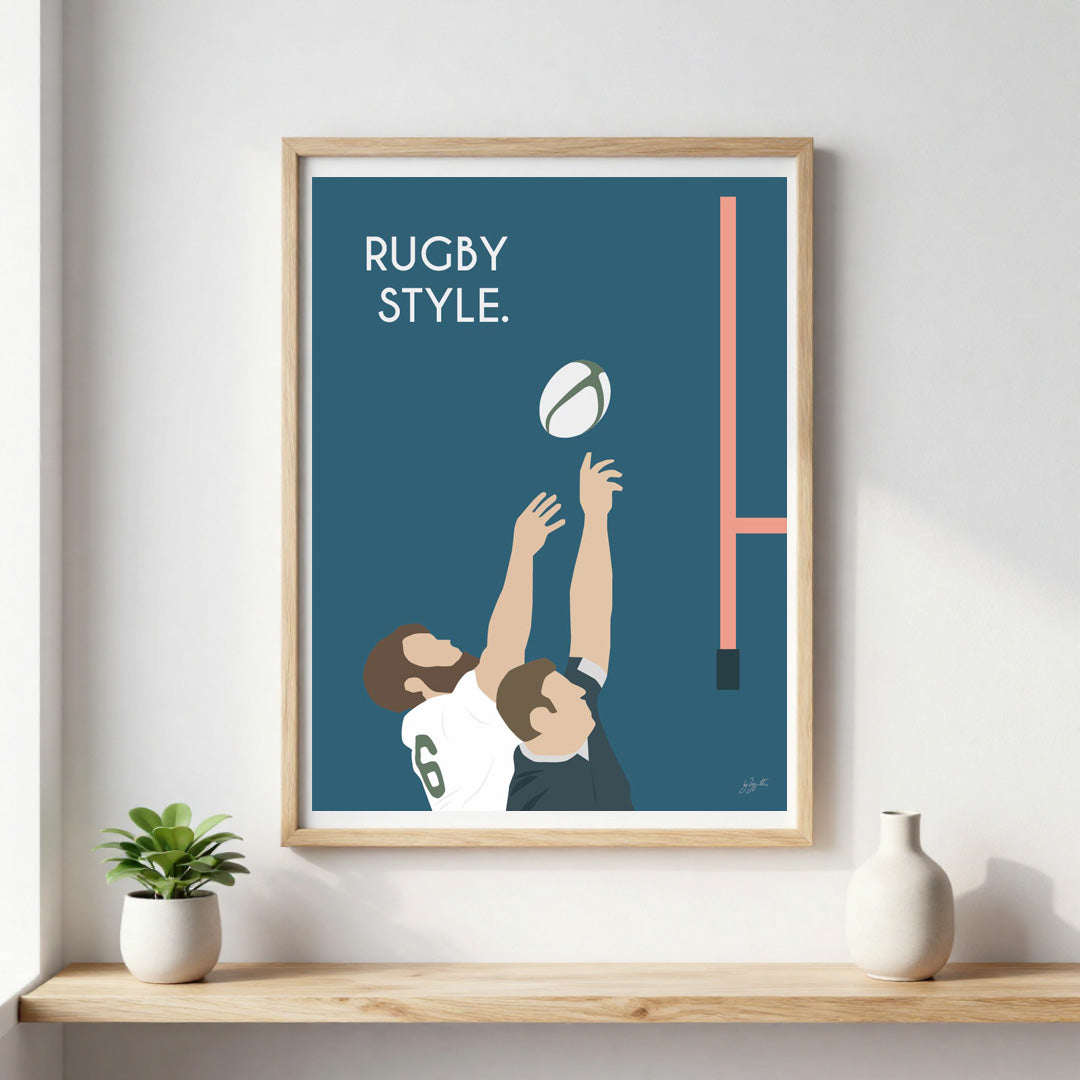 Poster rugby vintage – décoration murale inspirée de la passion du rugby.