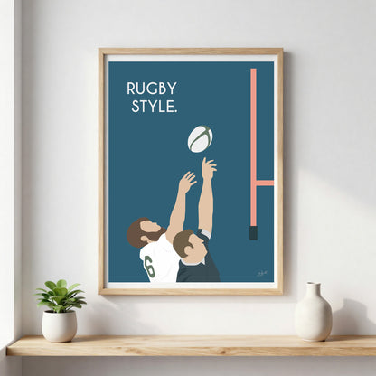 Poster rugby vintage – décoration murale inspirée de la passion du rugby.