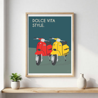 Affiche Lambretta vintage – décoration murale inspirée du scooter italien et de la Dolce Vita.