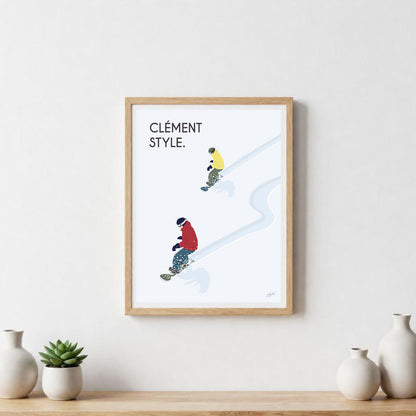 Poster snowboard montagne – décoration murale inspirée des sports d’hiver et des paysages enneigés.