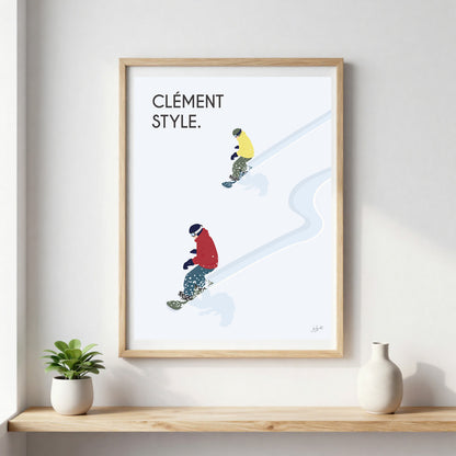 Poster snowboard montagne – décoration murale inspirée des sports d’hiver et des paysages enneigés.