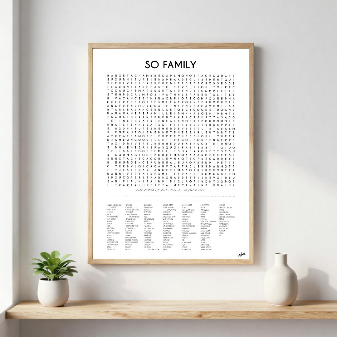 Poster So Family – décoration murale familiale chaleureuse.