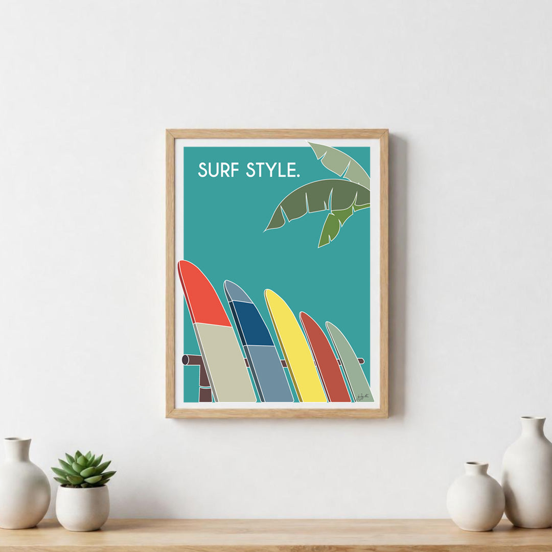 Poster surf bord de mer – décoration murale inspirée des vagues, de l'océan et du lifestyle surf.