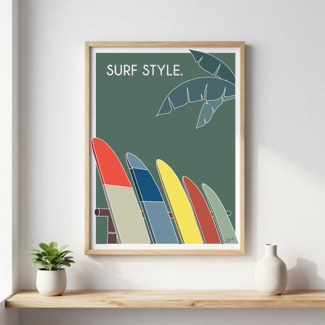 Poster surf bord de mer – décoration murale inspirée des vagues, de l'océan et du lifestyle surf.