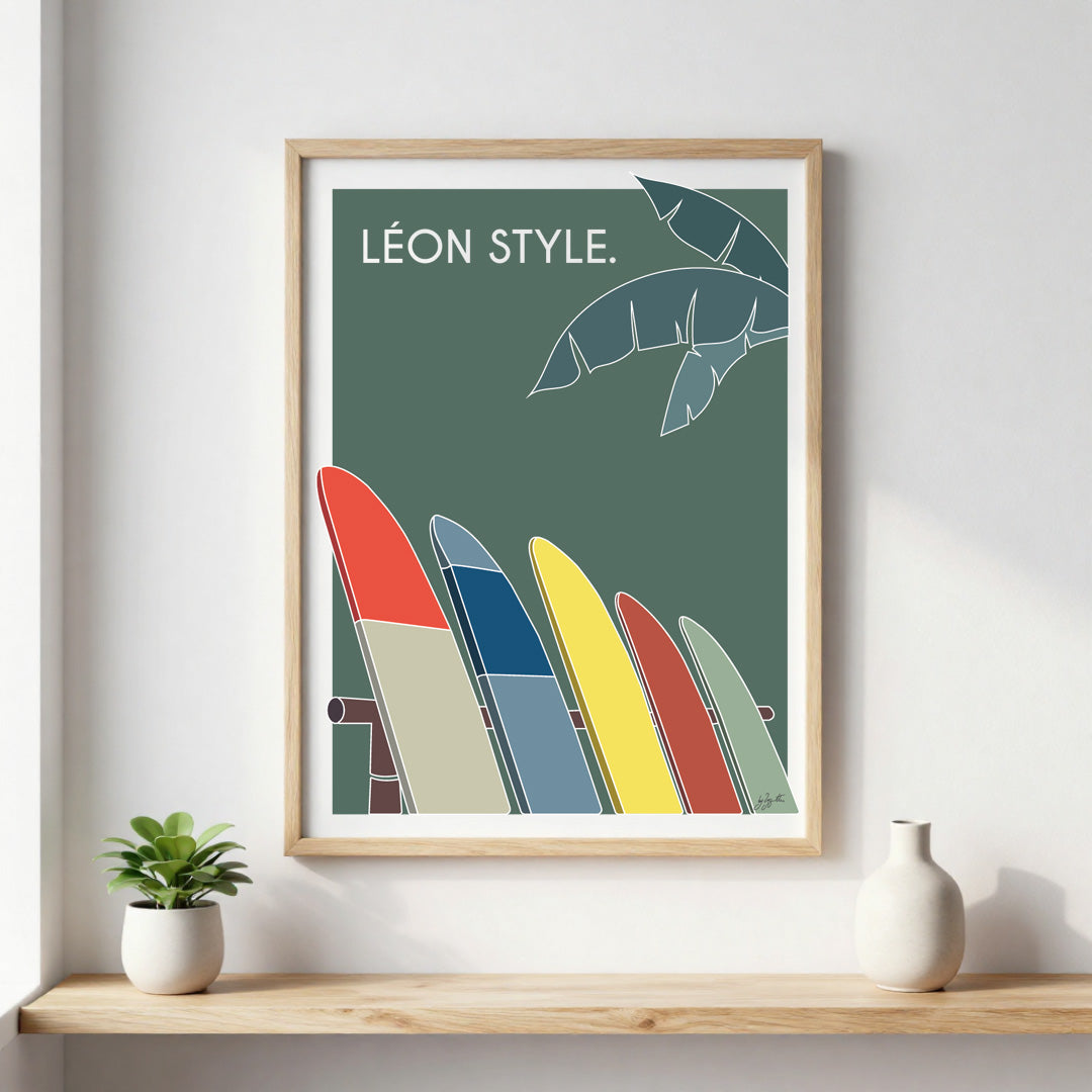Poster surf bord de mer – décoration murale inspirée des vagues, de l'océan et du lifestyle surf.