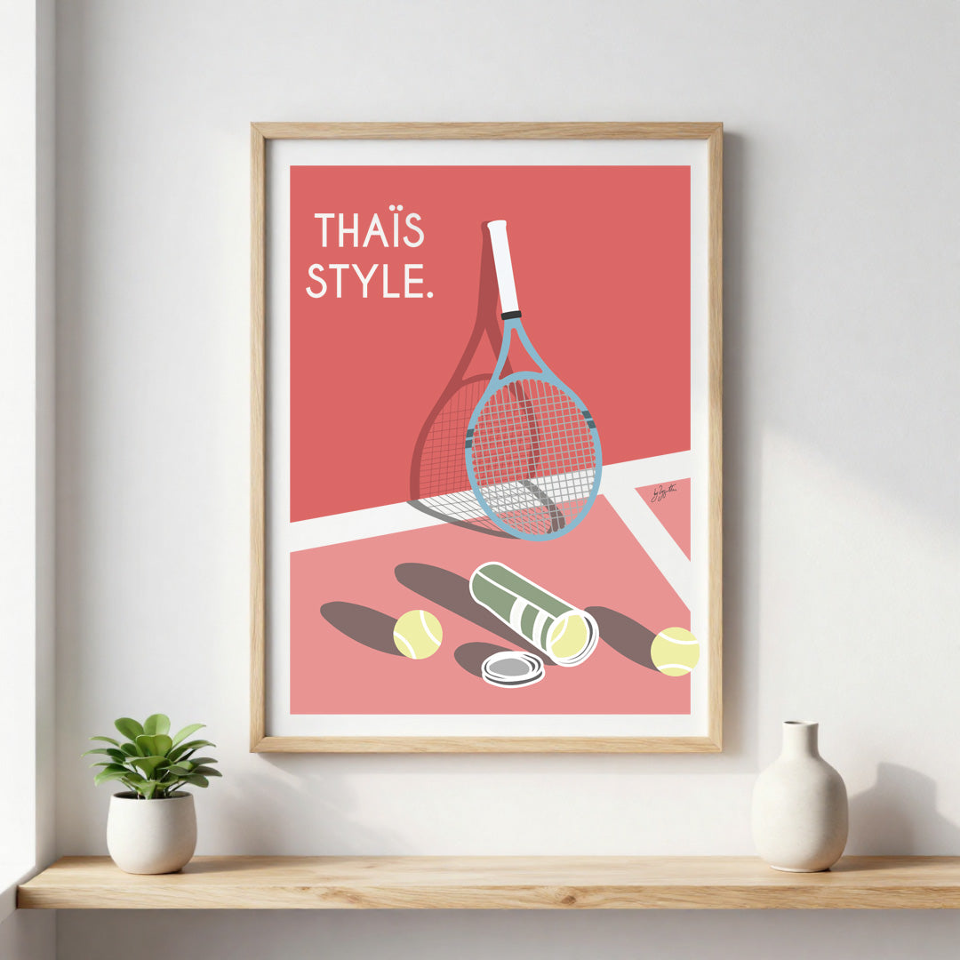 Affiche tennis Roland-Garros – décoration murale inspirée du tennis et du célèbre tournoi sur terre battue.
