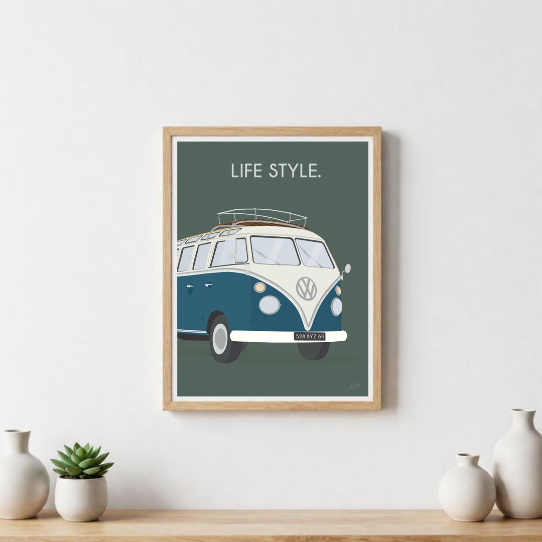 Affiche van lifestyle – décoration murale inspirée du voyage, de l’aventure et de l’esprit vanlife.