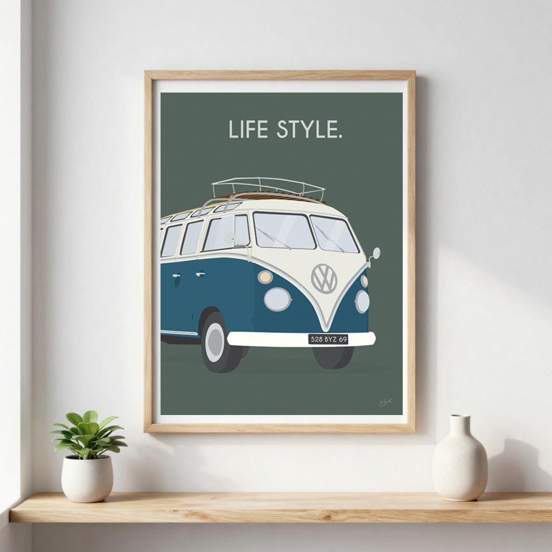 Affiche van lifestyle – décoration murale inspirée du voyage, de l’aventure et de l’esprit vanlife.