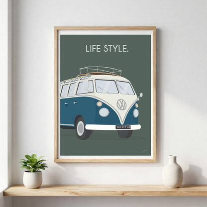 Affiche van lifestyle – décoration murale inspirée du voyage, de l’aventure et de l’esprit vanlife.