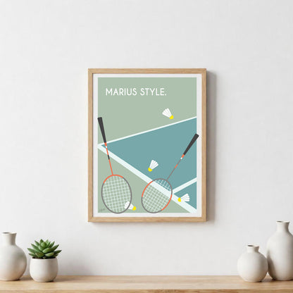 Poster badminton vintage – décoration murale inspirée du badminton, de la compétition et des sports de raquette