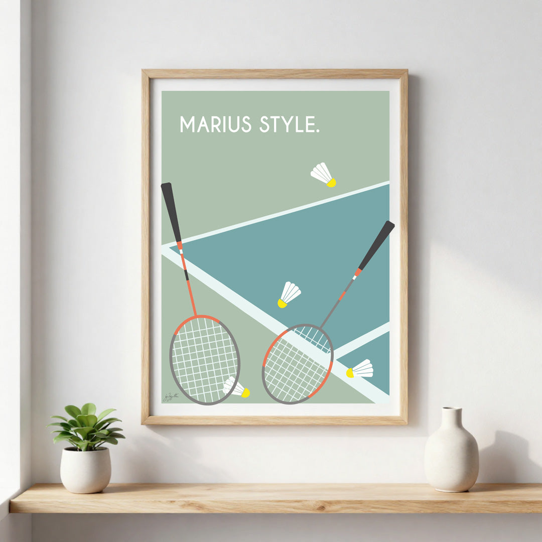 Poster badminton vintage – décoration murale inspirée du badminton, de la compétition et des sports de raquette