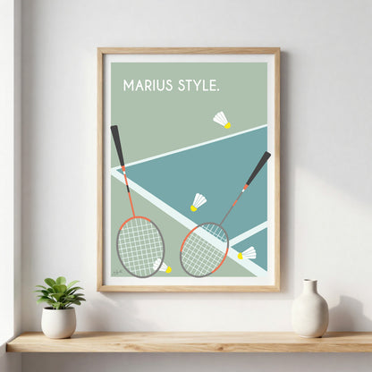 Poster badminton vintage – décoration murale inspirée du badminton, de la compétition et des sports de raquette