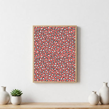 Poster décoratif au motif léopard  dans un style graphique moderne, idéale pour une décoration murale élégante et contemporaine.