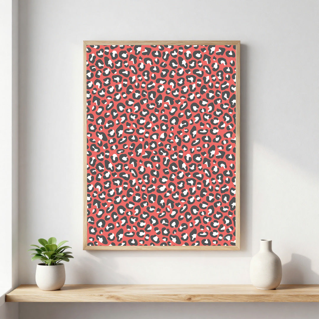 Poster décoratif au motif léopard  dans un style graphique moderne, idéale pour une décoration murale élégante et contemporaine.