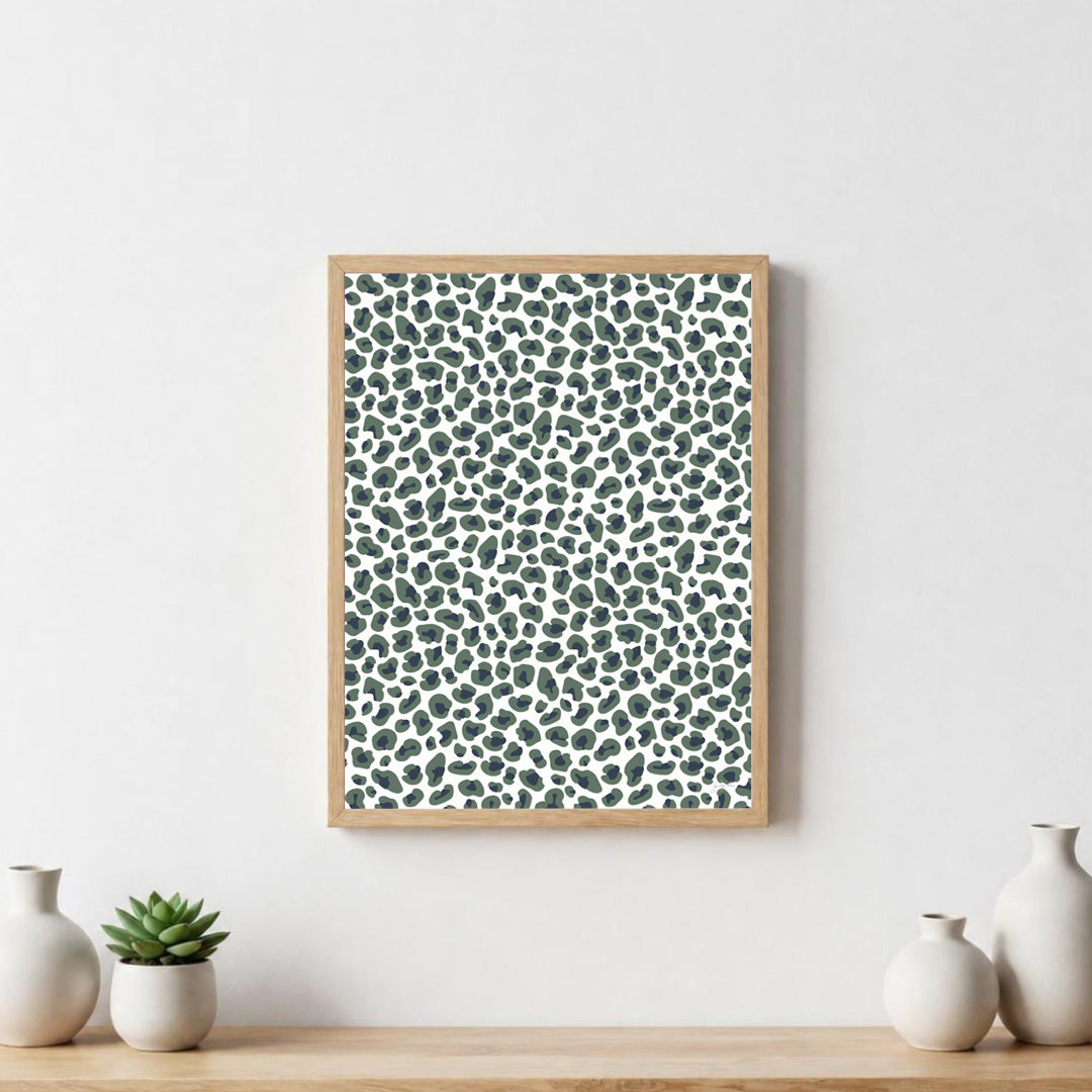 Poster décoratif au motif léopard  dans un style graphique moderne, idéale pour une décoration murale élégante et contemporaine.