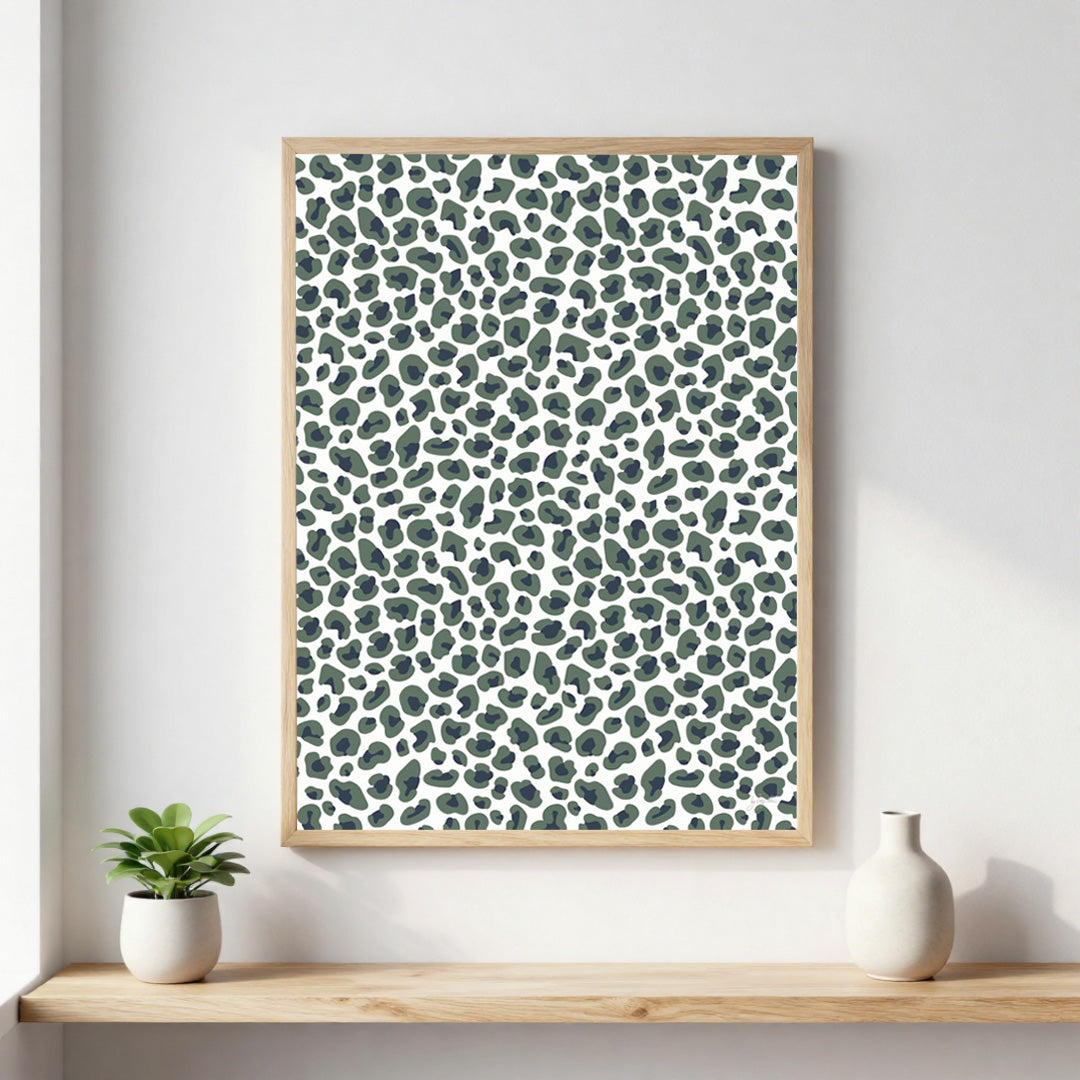 Poster décoratif au motif léopard  dans un style graphique moderne, idéale pour une décoration murale élégante et contemporaine.