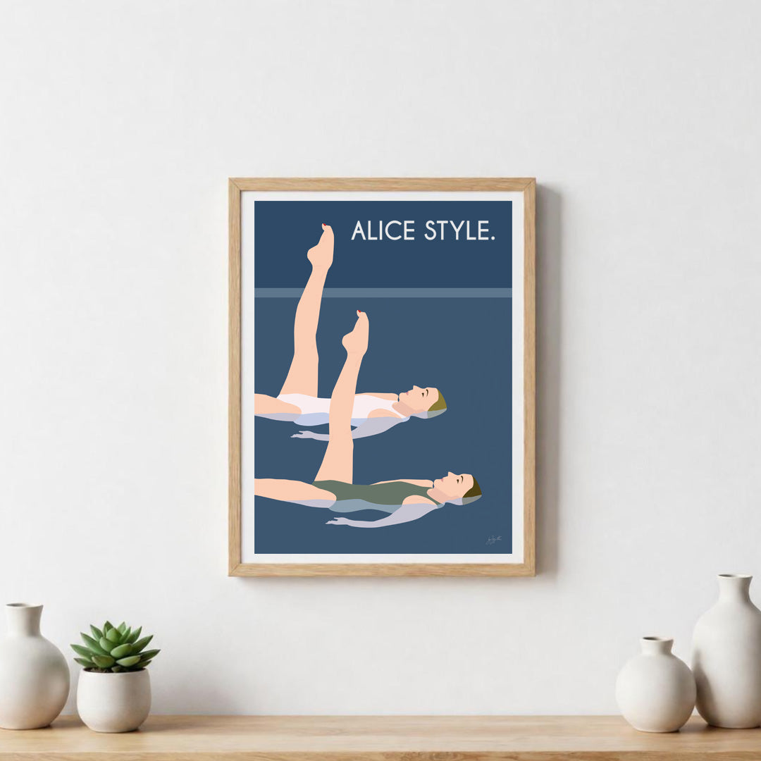 Poster Natation – décoration murale inspirée des sports aquatiques, de l’océan et du bord de mer.