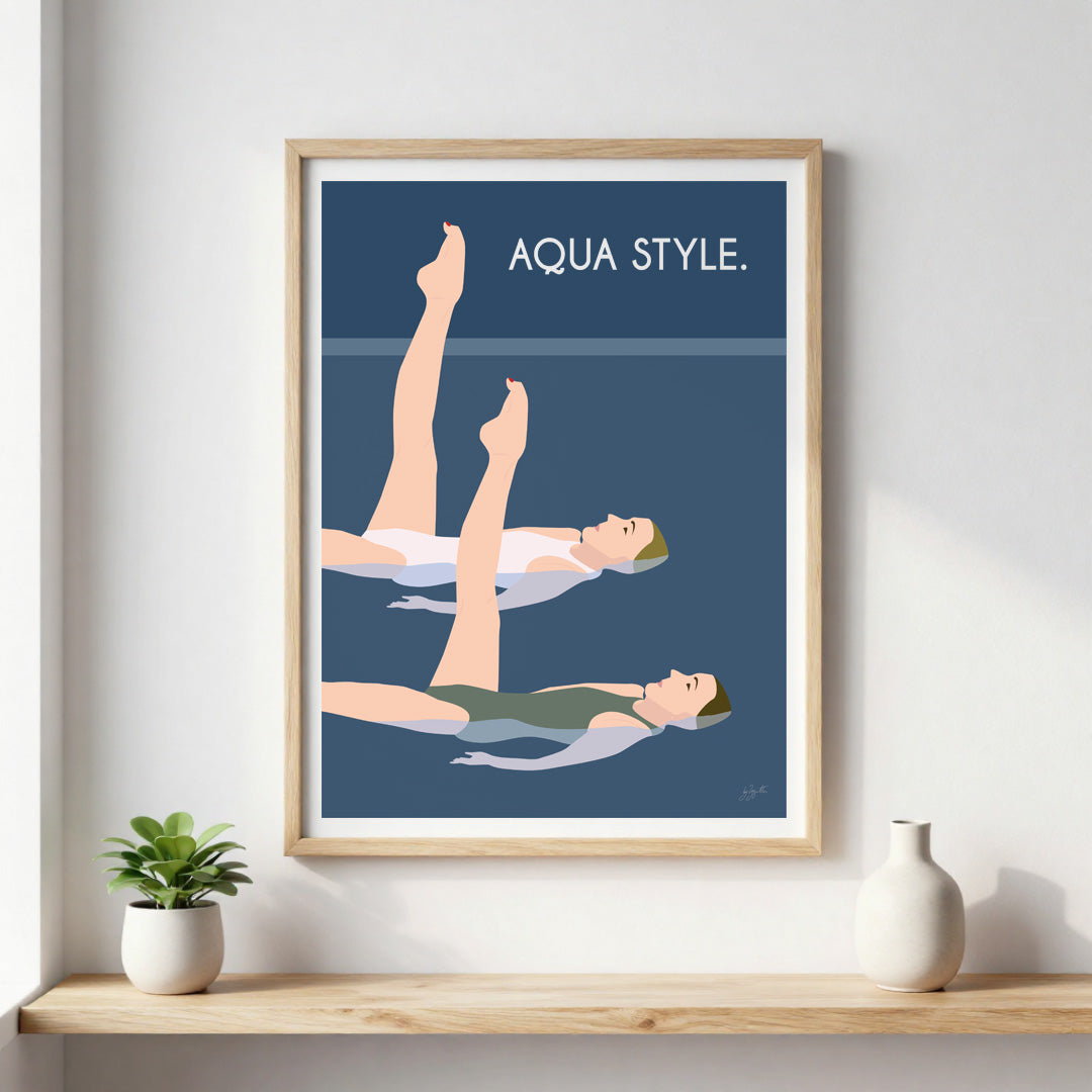 Poster Natation – décoration murale inspirée des sports aquatiques, de l’océan et du bord de mer.