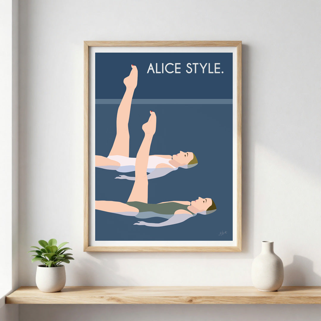 Poster Natation – décoration murale inspirée des sports aquatiques, de l’océan et du bord de mer.